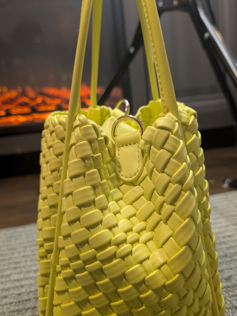 Woven Tote Bag in Bright Yellow